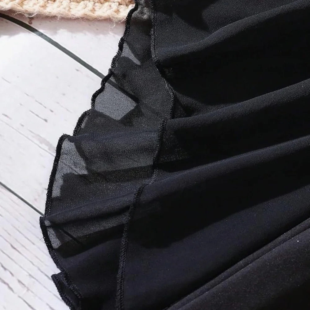 Girl’s Elegant Black Off-Shoulder Kids Dress - Picture 5 of 5